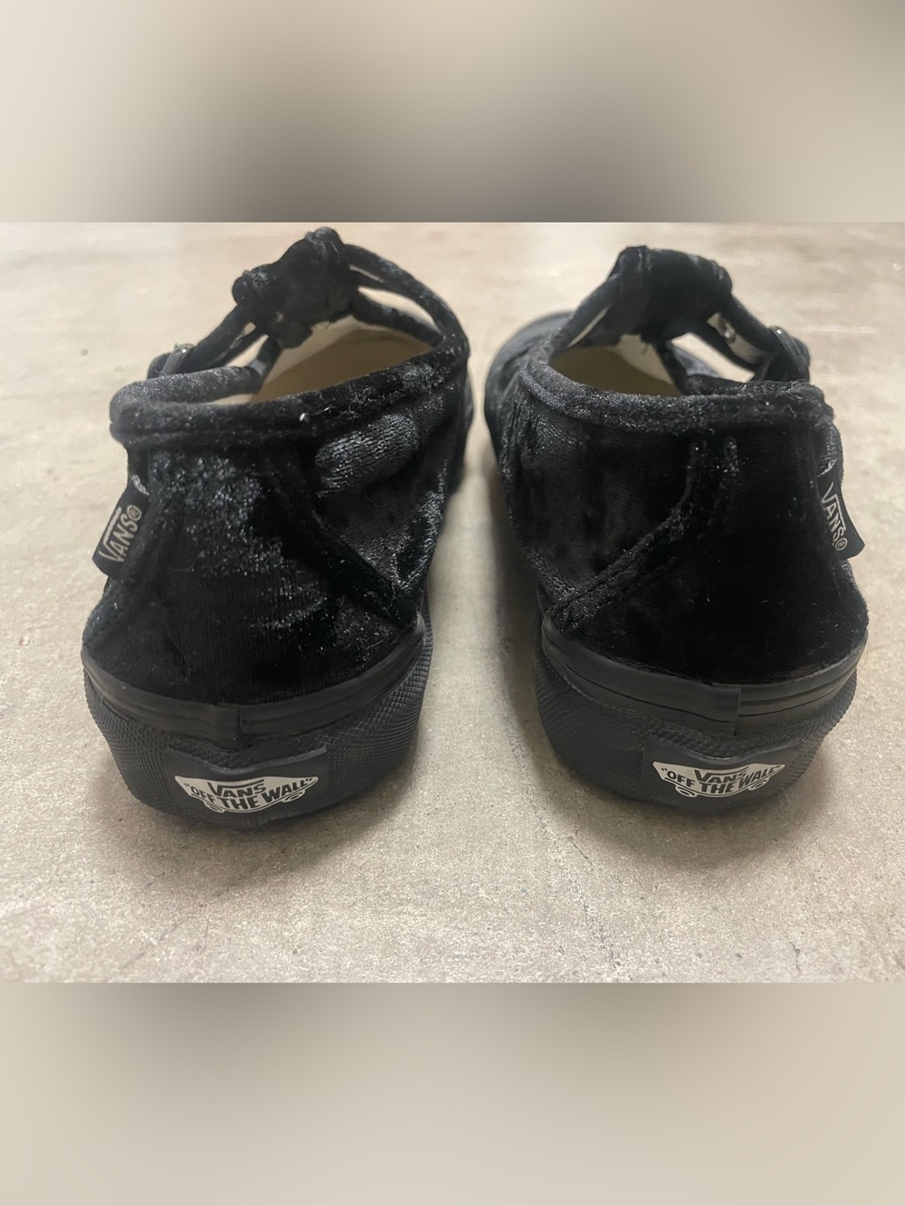 Vans Black Velvet Mary Jane T-strap Slip-Ons - Picture 3 of 5